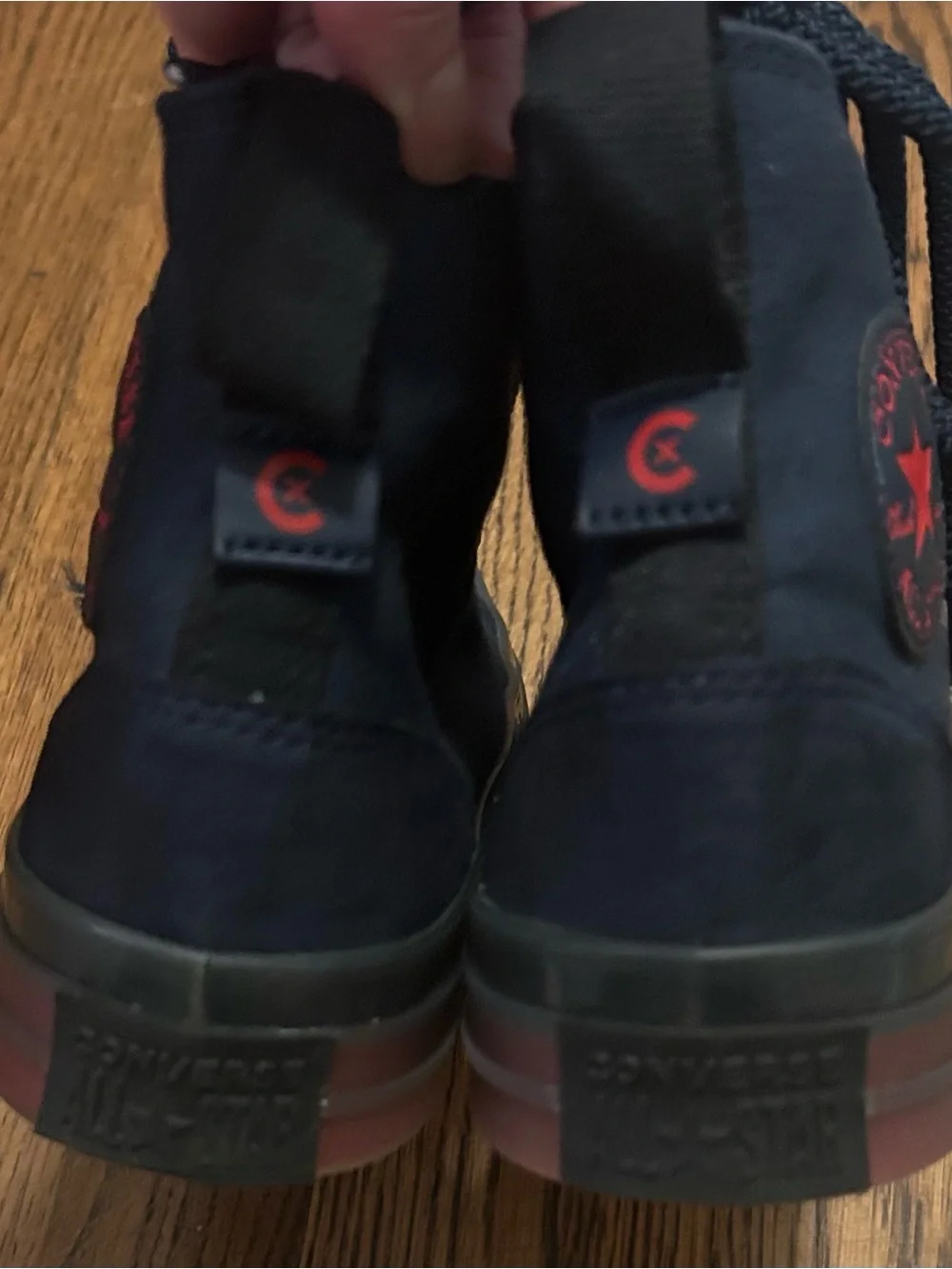 Men's Navy High-Top Sneakers with Red Gradient Sole exclusive authentic